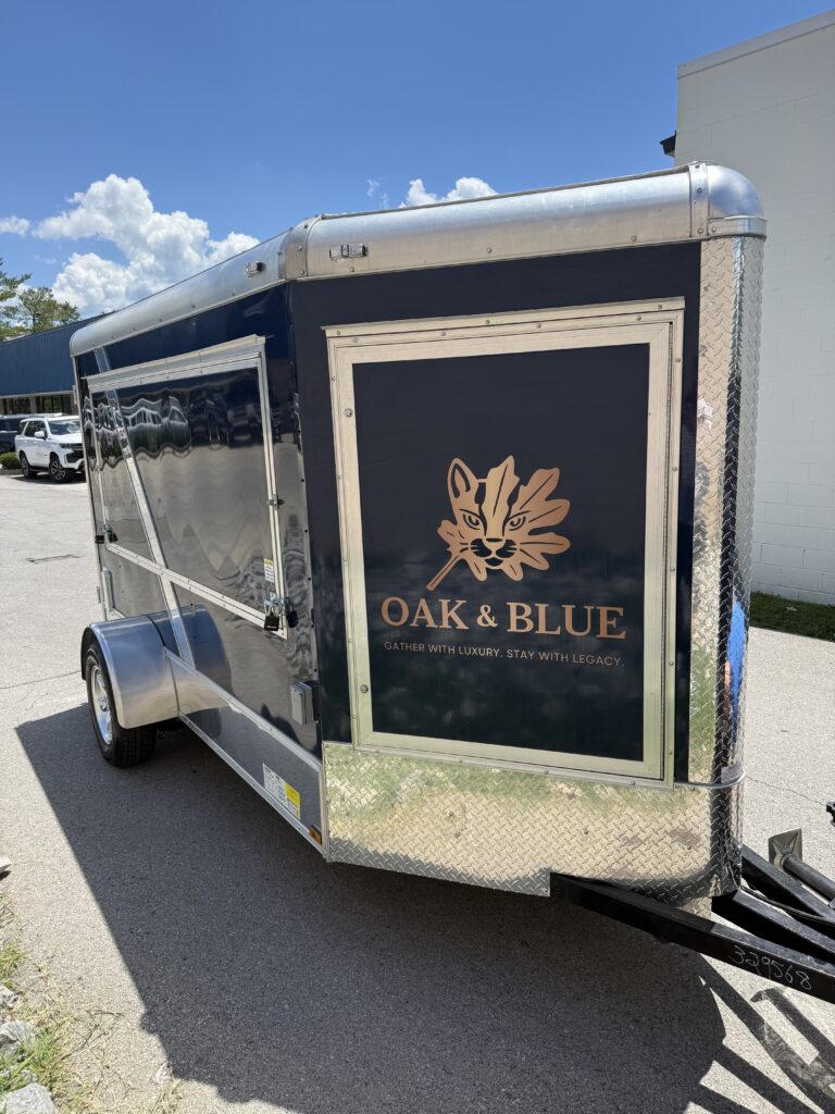 Side angle of a wrapped trailer in Lexington, KY.