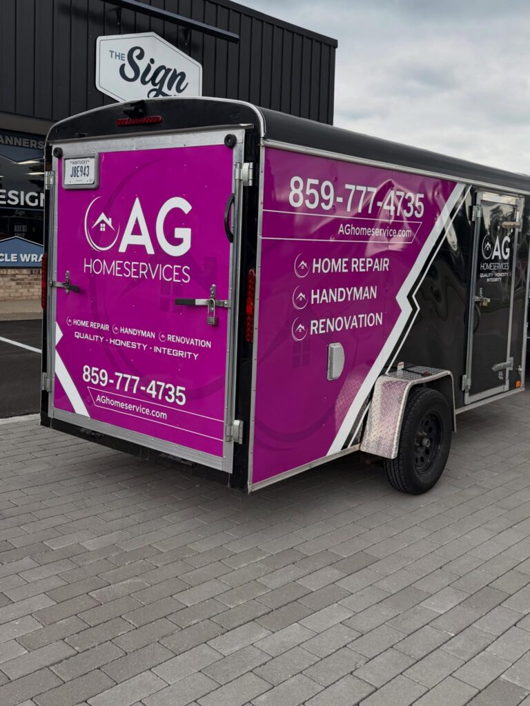 Custom trailer wrap for AG Home Services installed in Central Kentucky.
