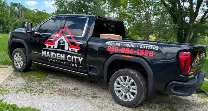 Custom pickup truck graphics for Maiden City Contractors in Cynthiana Kentucky.