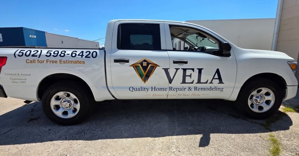 Custom service van wrap for Vela Home Repair in Frankfort Kentucky.